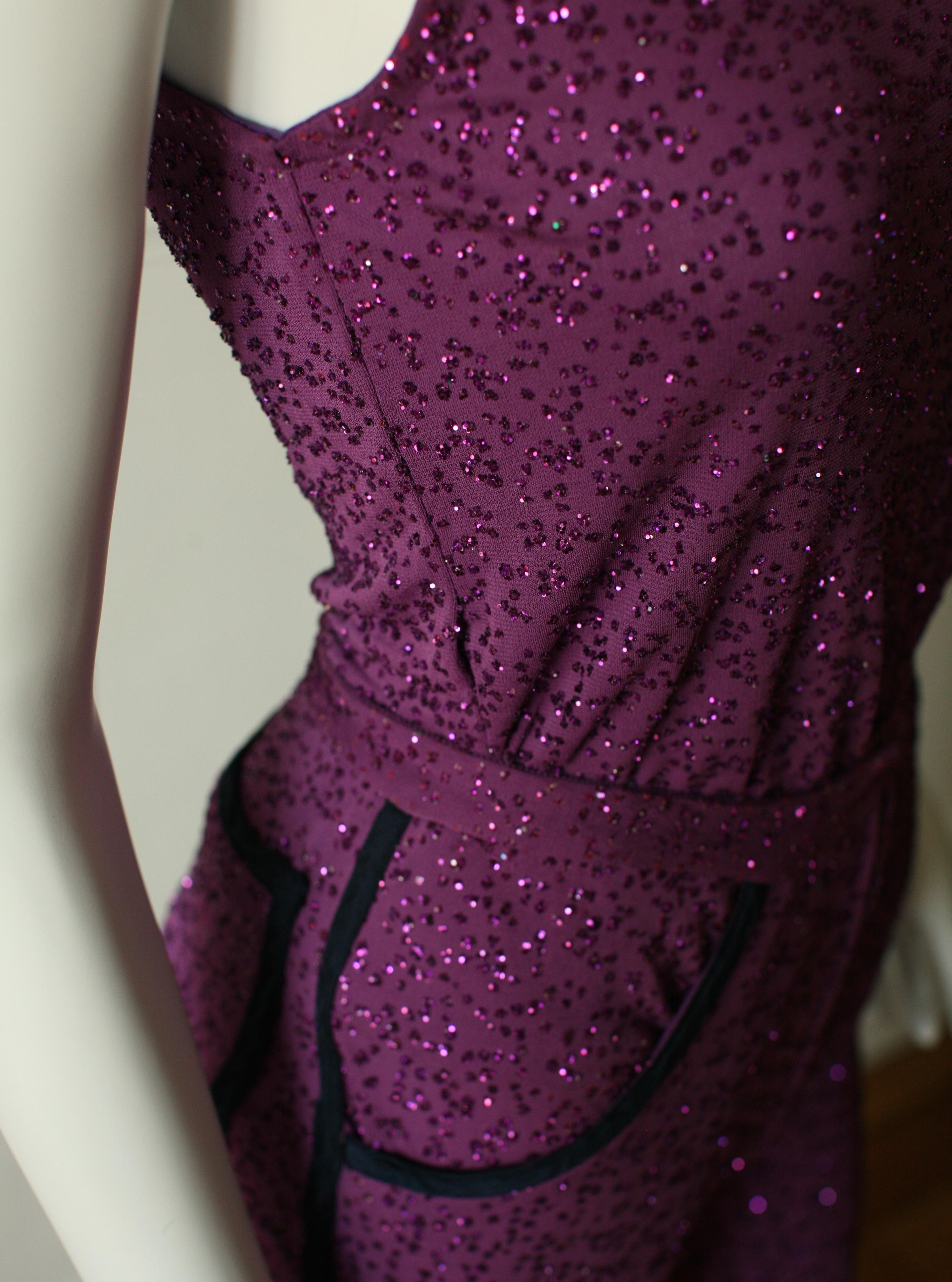 1990's Angelo Tarlazzi Purple Glitter Set Extra Small In Good Condition In Paris, FR