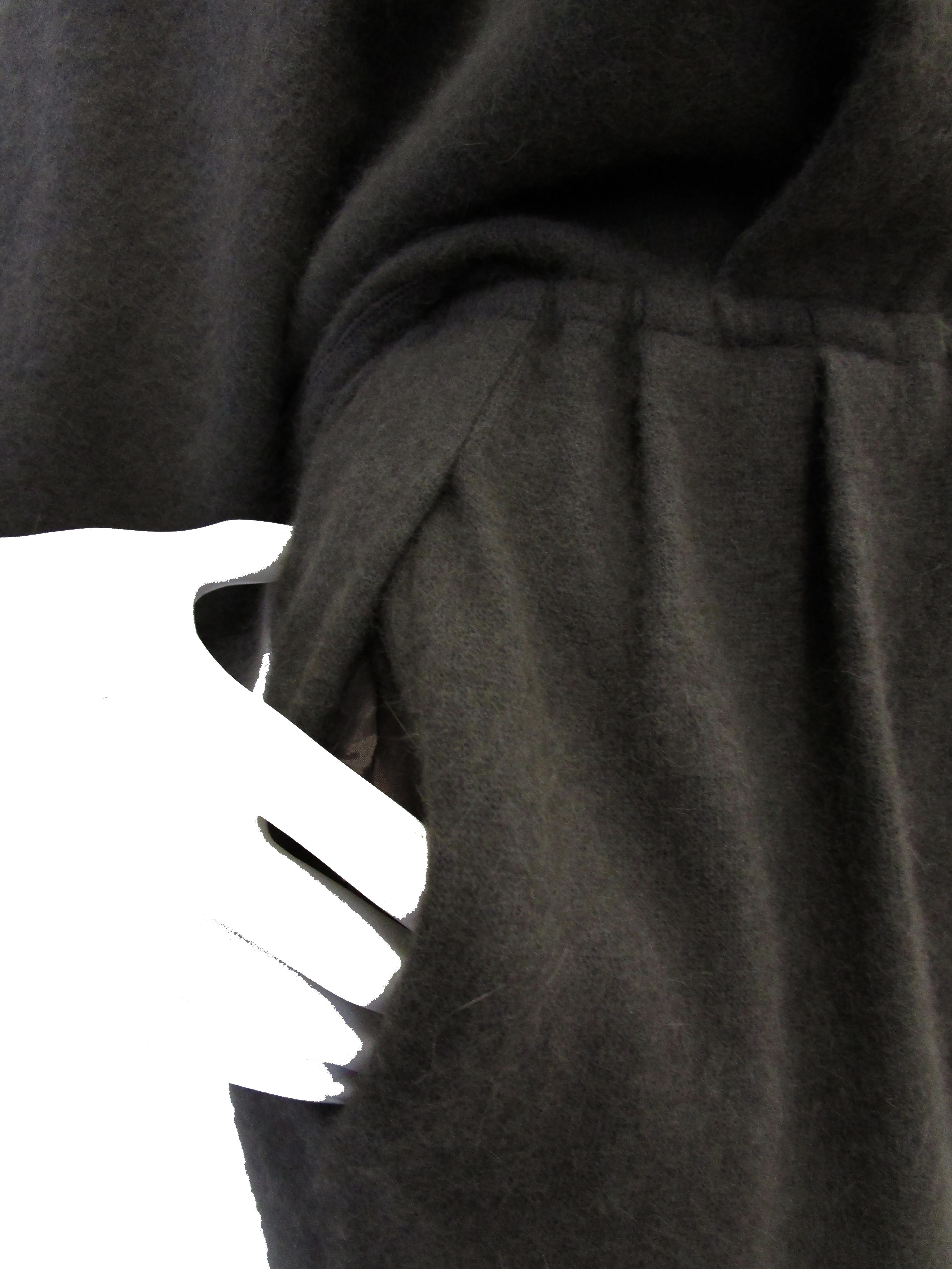 1990s Angora Blend Warm Grey Bat Wing Sweater Dress For Sale 5