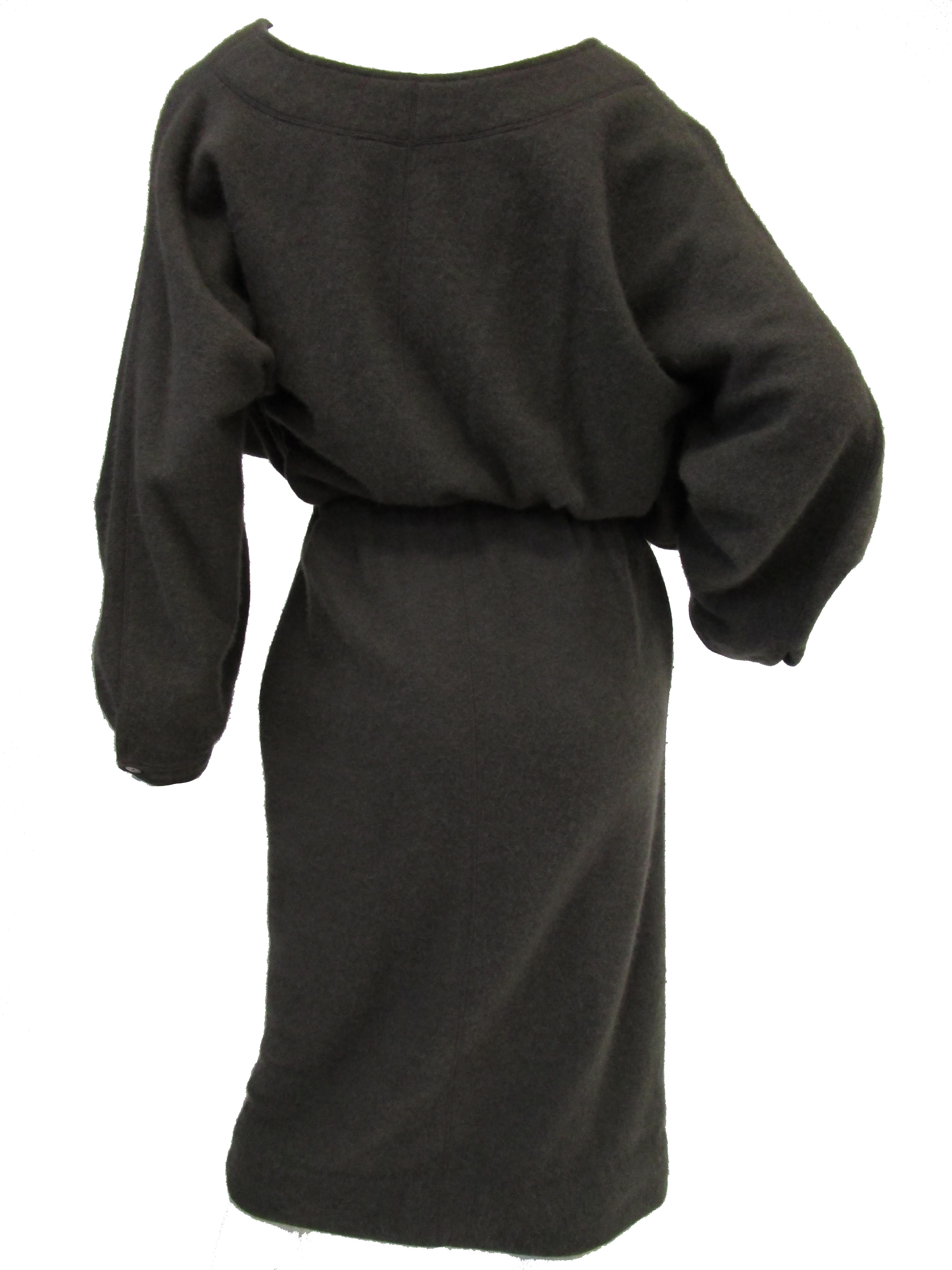 Women's 1990s Angora Blend Warm Grey Bat Wing Sweater Dress For Sale
