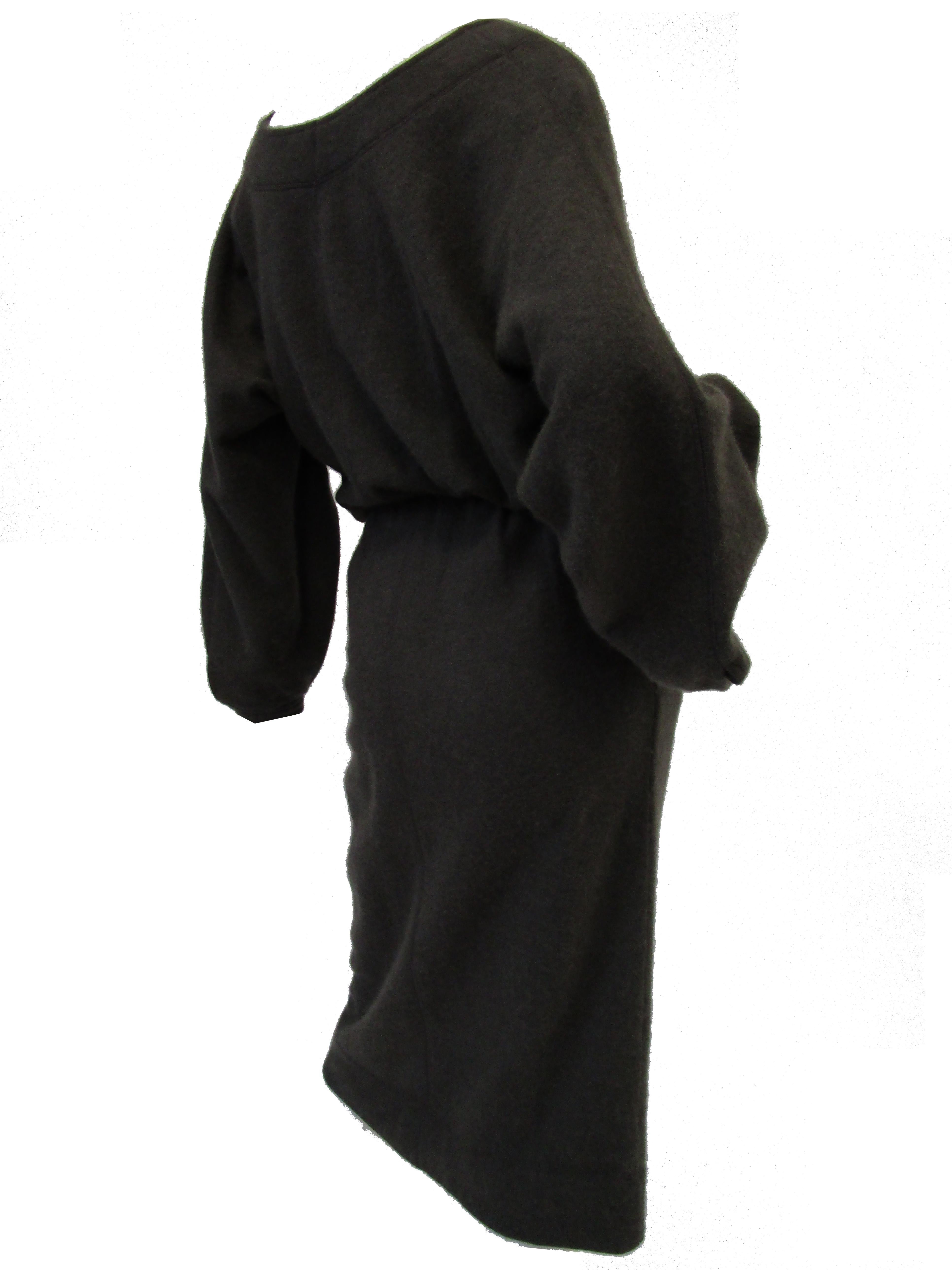 1990s Angora Blend Warm Grey Bat Wing Sweater Dress For Sale 1