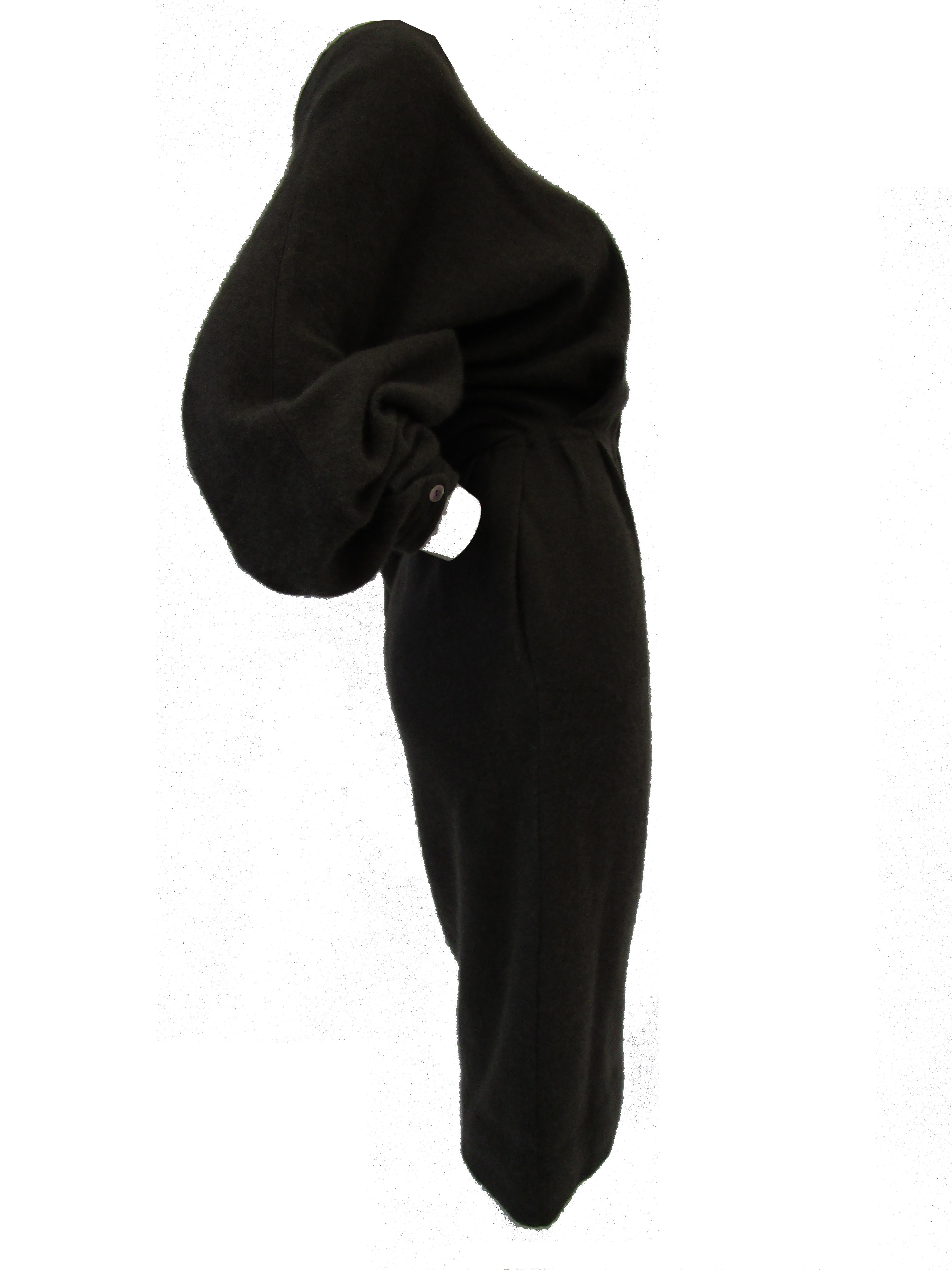 1990s Angora Blend Warm Grey Bat Wing Sweater Dress For Sale 2