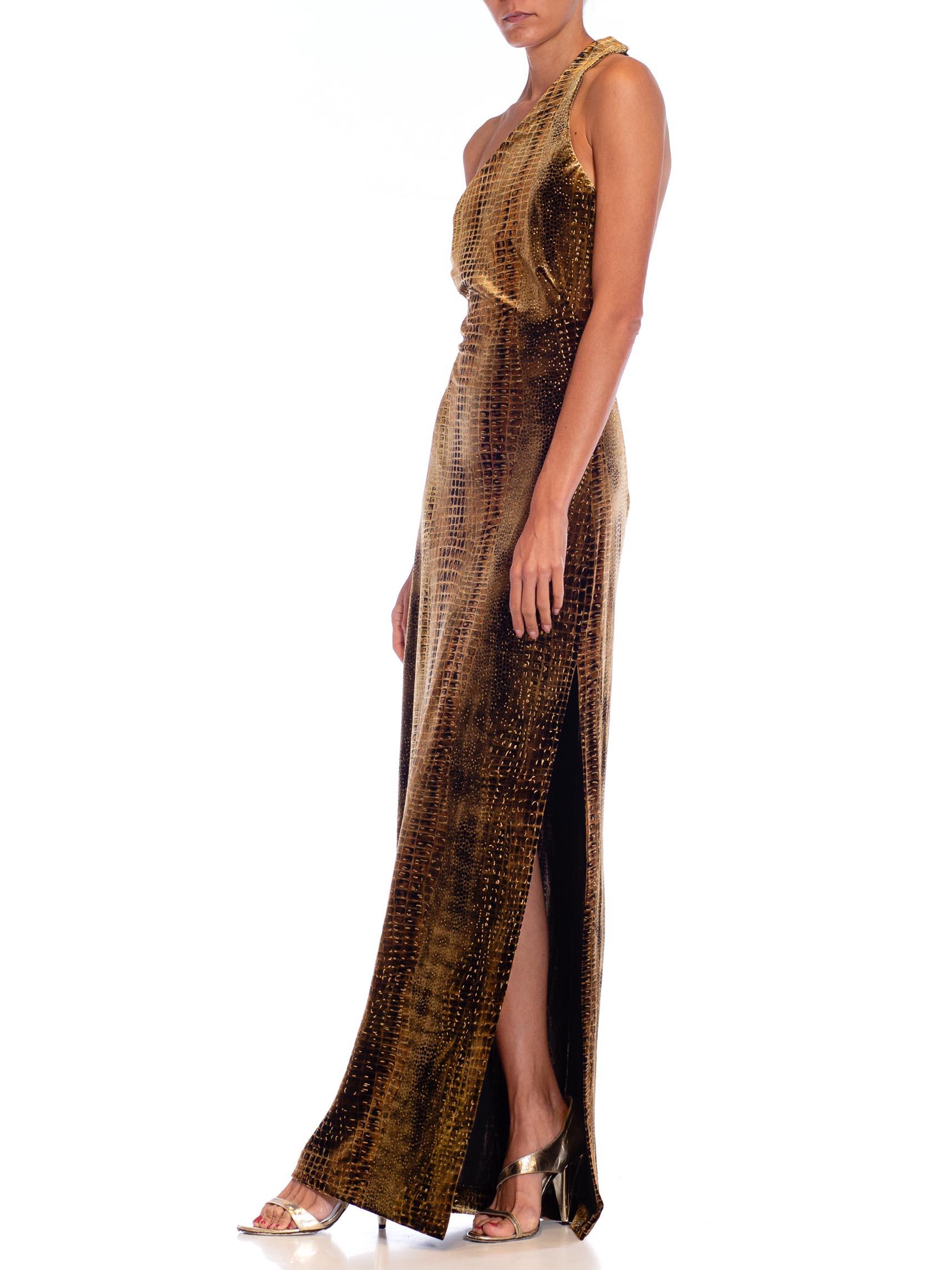 1990S Animal Print Poly/Lycra Velvet Sexy Cut-Out Gown With Slit 2