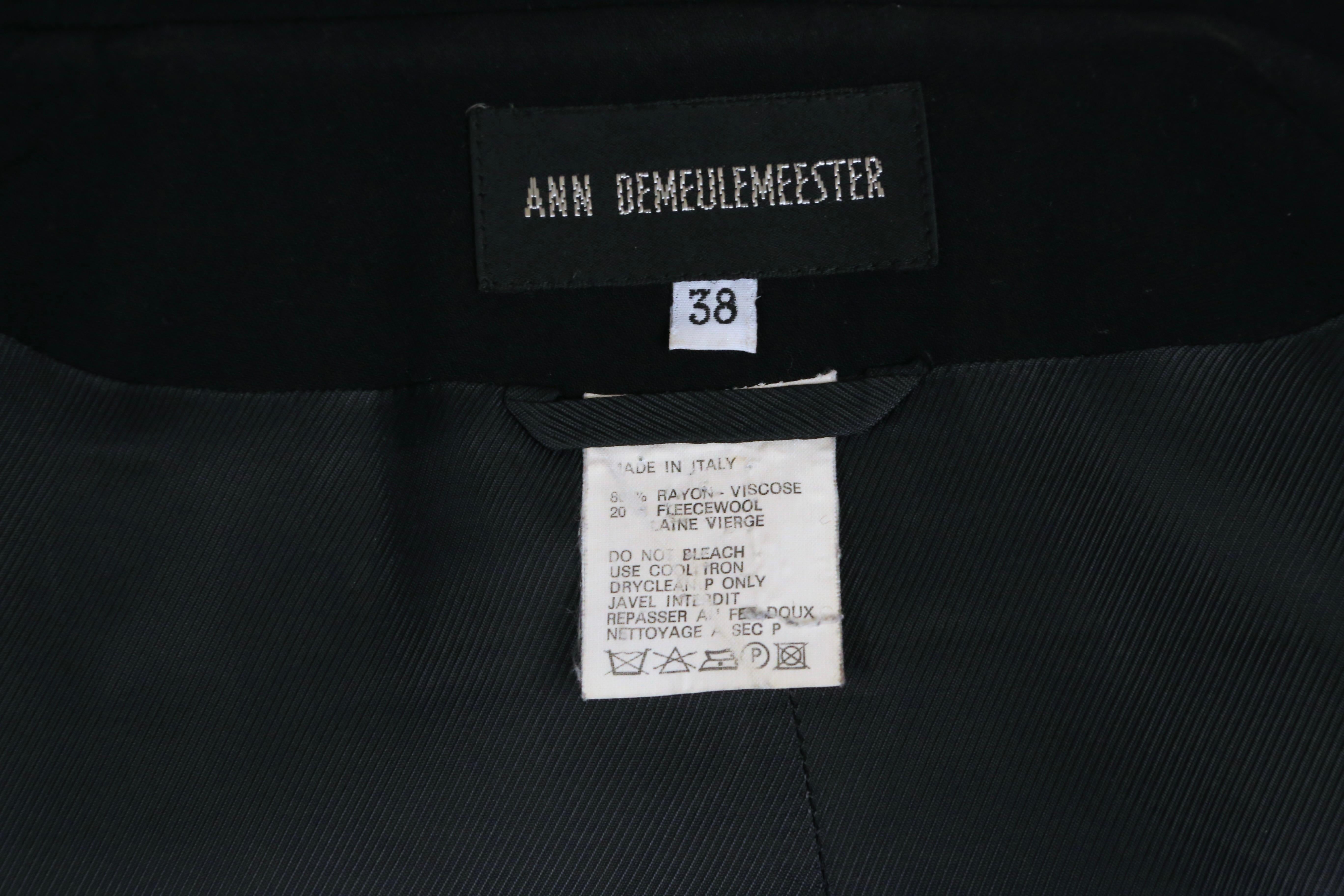 1990er ANN DEMEULEMEESTER schwarze doppelreihige Jacke im Angebot 5