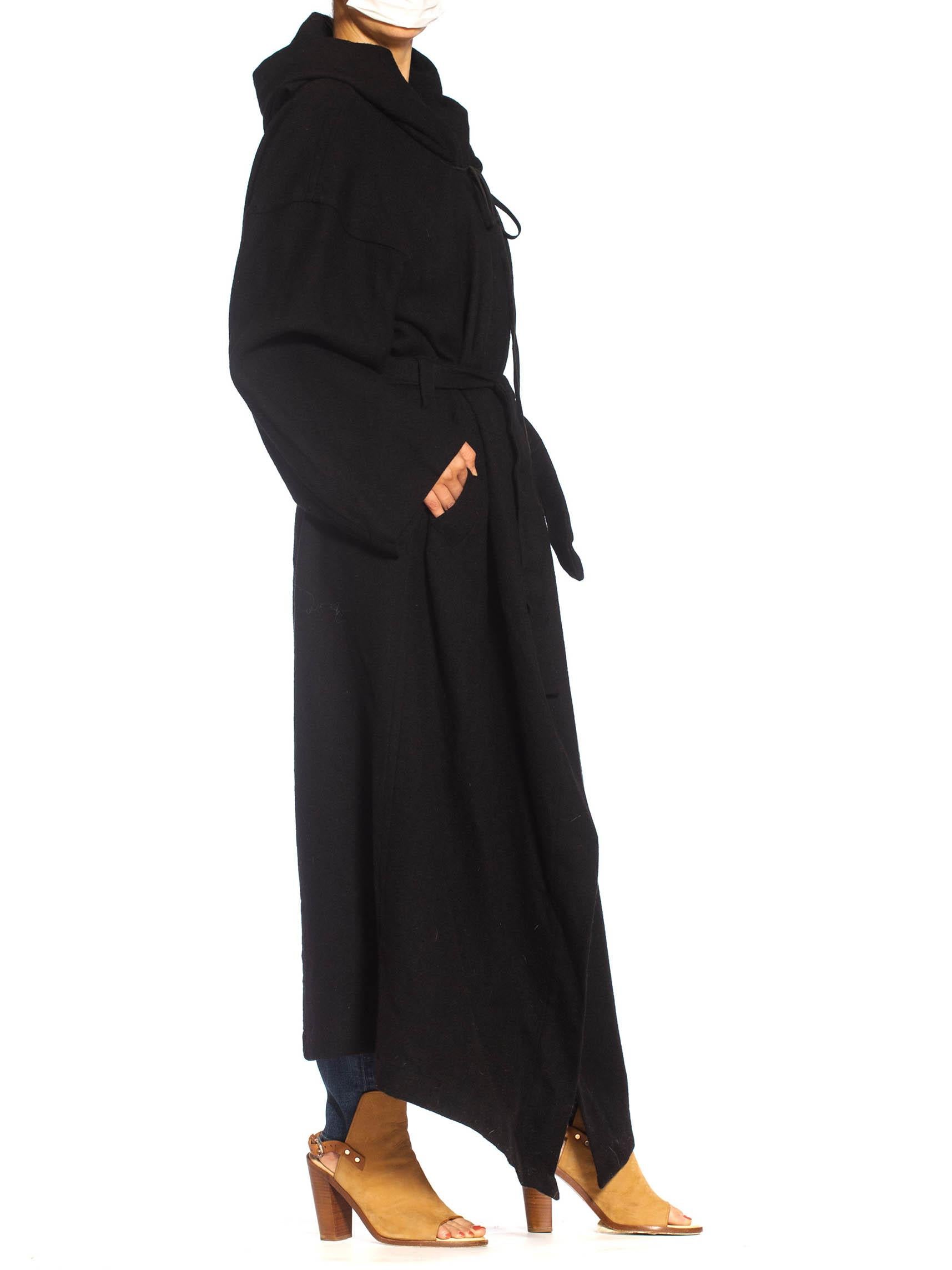 1990S ANN DEMEULEMEESTER Black Wool Robe Coat 1