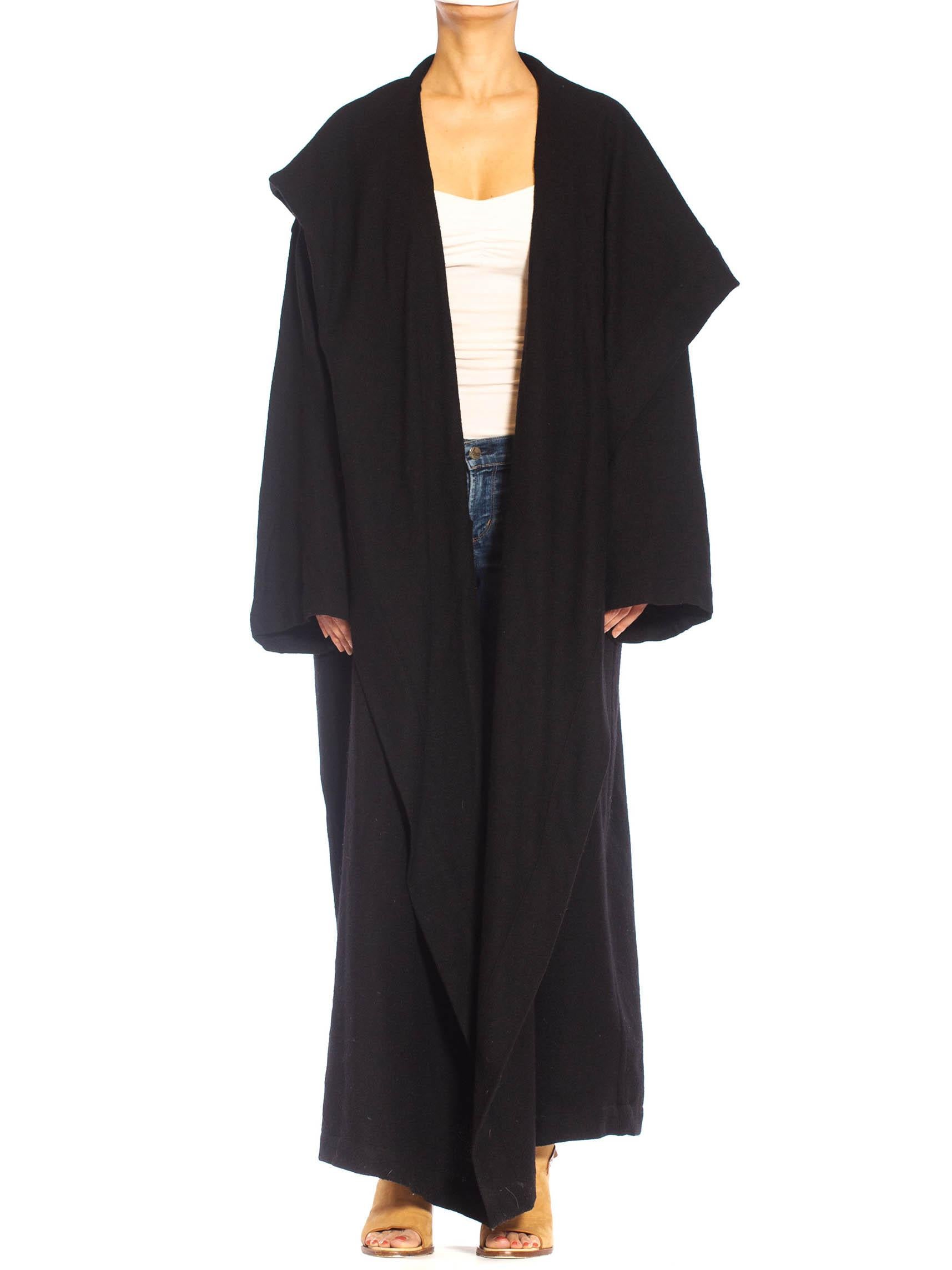 1990S ANN DEMEULEMEESTER Black Wool Robe Coat 2