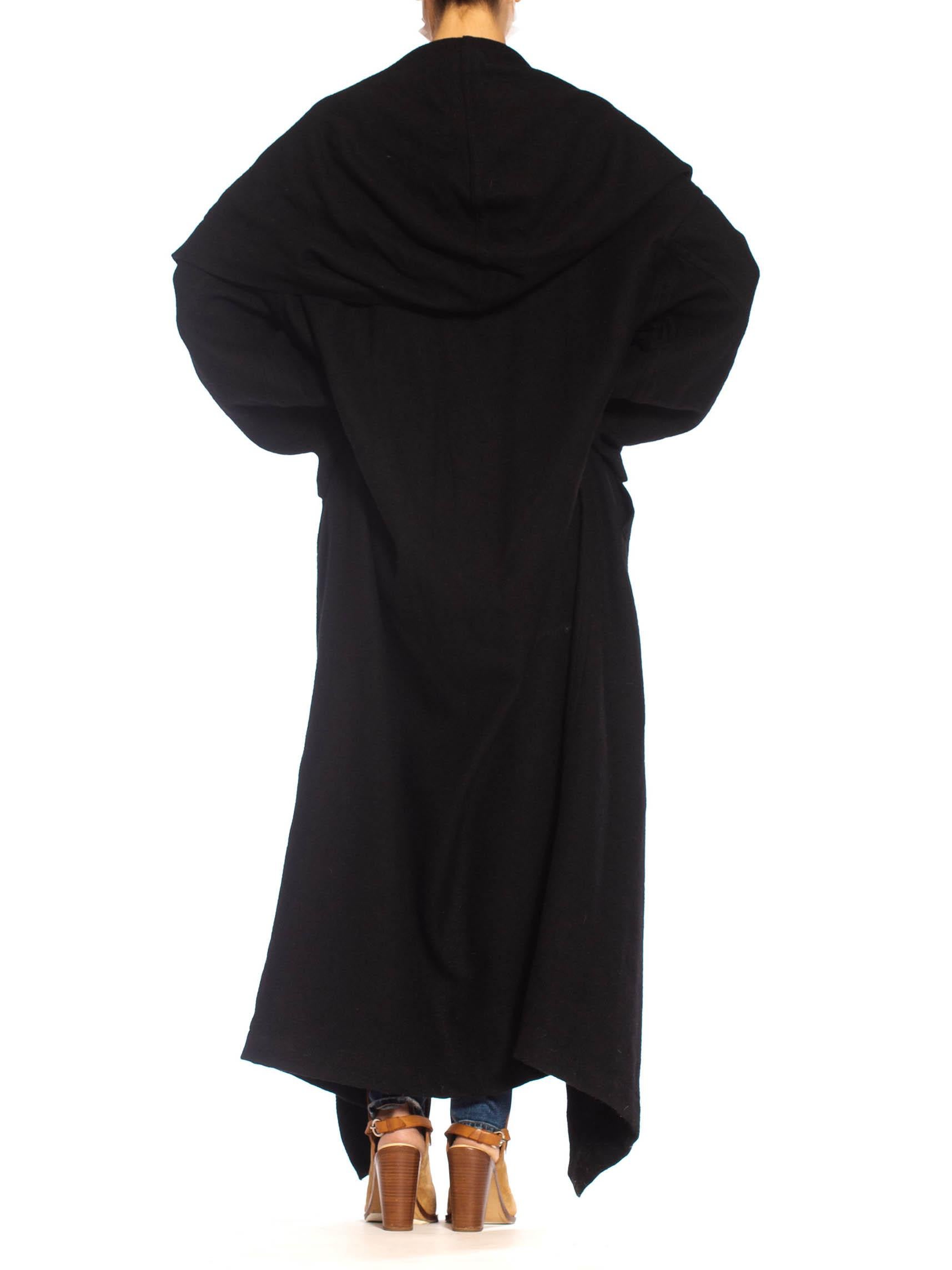 1990S ANN DEMEULEMEESTER Black Wool Robe Coat 3