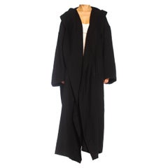 Retro 1990S ANN DEMEULEMEESTER Black Wool Robe Coat