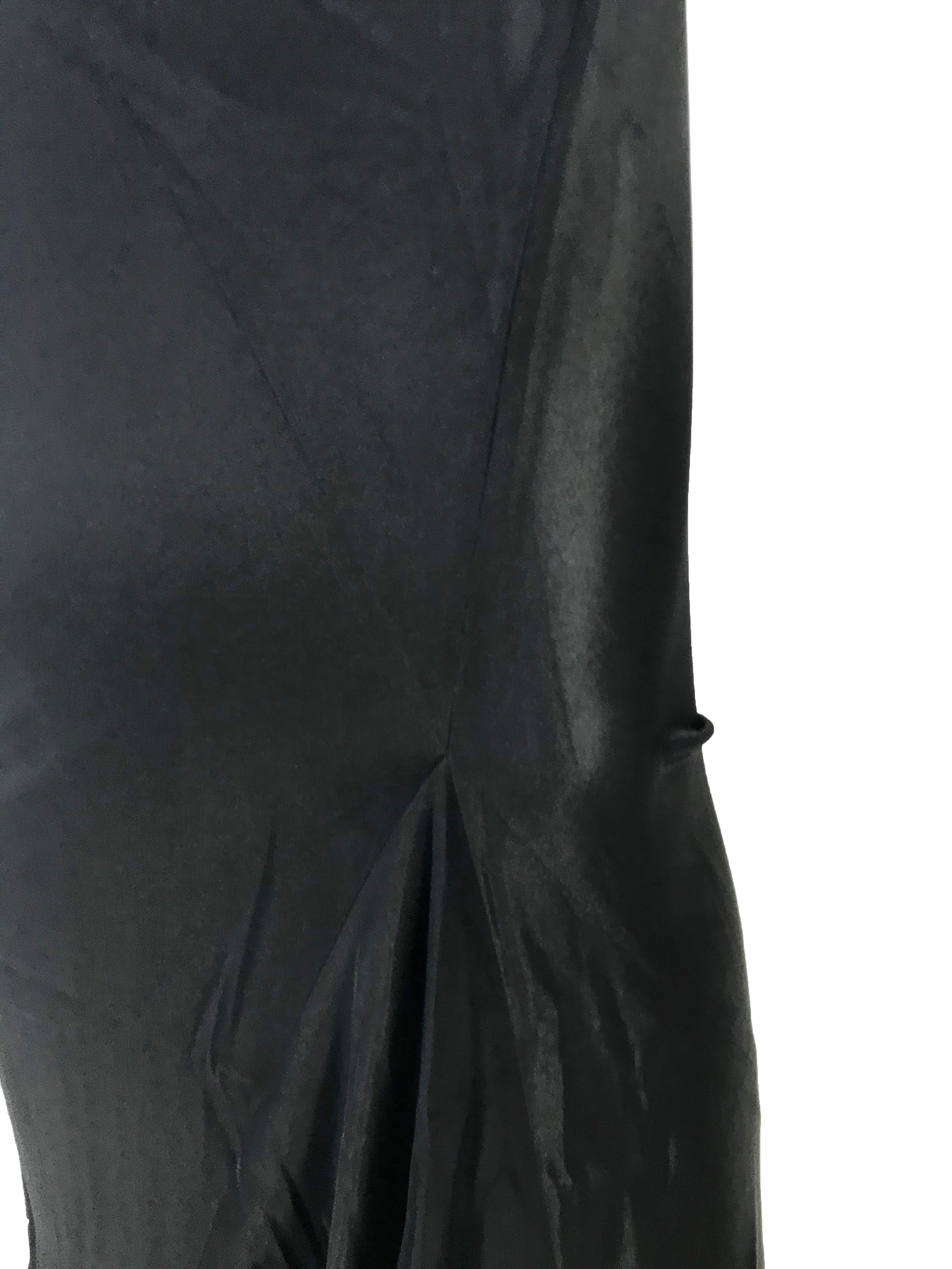 Black 1990s Ann Demeulemeester form fitting gown with kick pleat