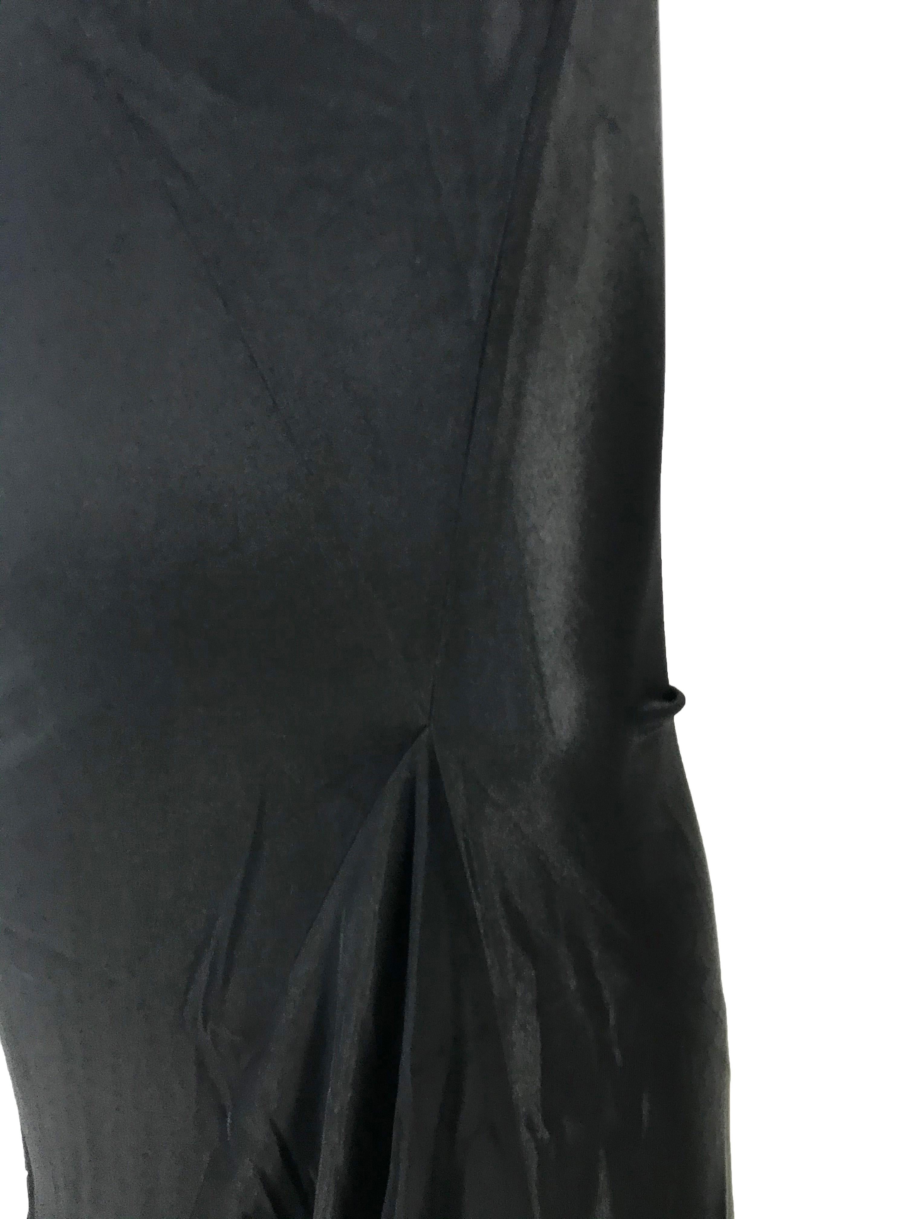 Black 1990s Ann Demeulemeester form fitting gown with kick pleat For Sale