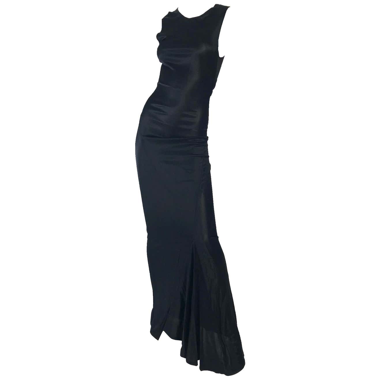 1990s Ann Demeulemeester form fitting gown with kick pleat For Sale at ...