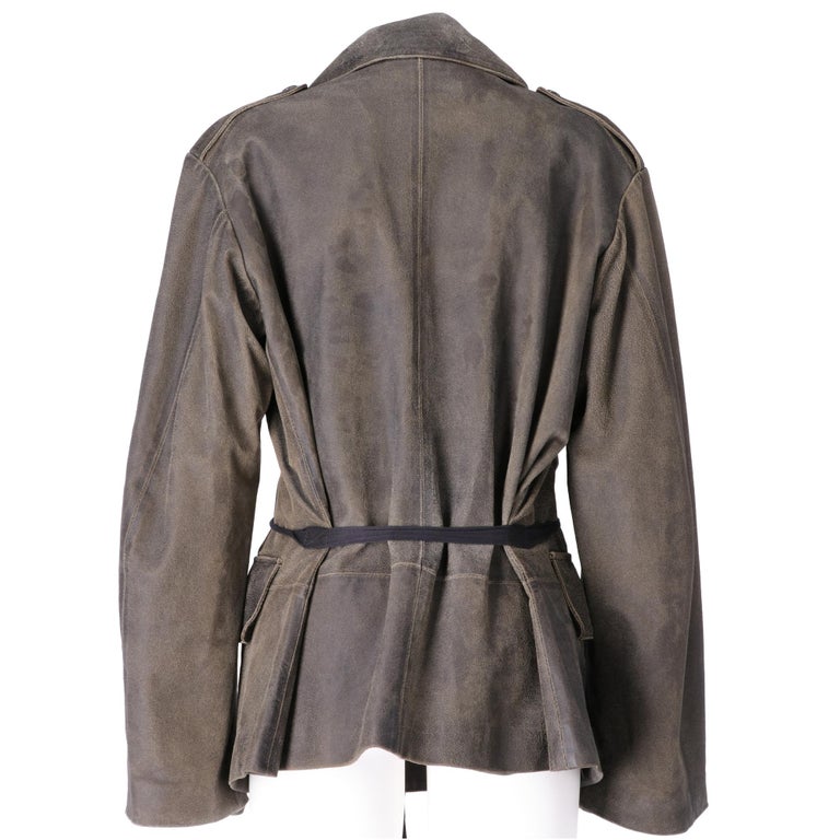 1990s Ann Demeulemeester Grey Leather Jacket at 1stDibs