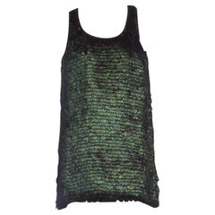 1990S ANN DEMEULEMEESTER Iridescent Feather Racerback Dress & Skirt Ensemble