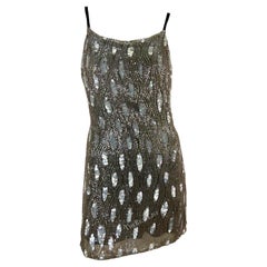 Vintage F/W 2002 Ann Demeulemeester Grey Sequin Abstract Wrap Mini Dress