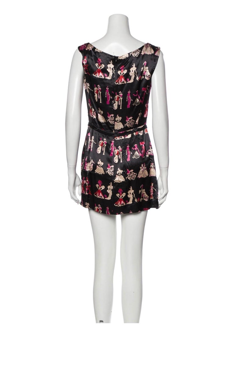 1990s Anna Sui black silk mini dress with Victorian print. Size 42/ US S

29