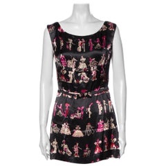 Retro 1990s Anna Sui Victorian Print Silk Mini Dress 