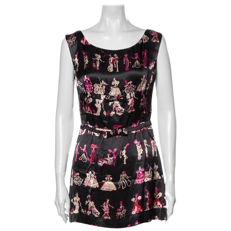 1990s Anna Sui Victorian Print Silk Mini Dress  For Sale