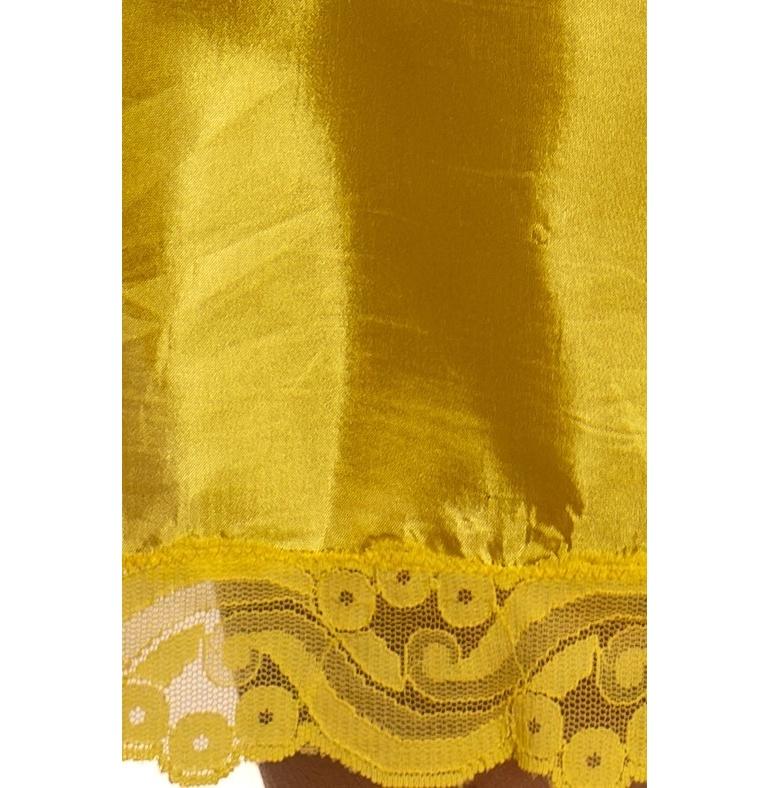 1990S Anna Sui - Vestito a sottoveste in rayon giallo con pizzo in vendita 4