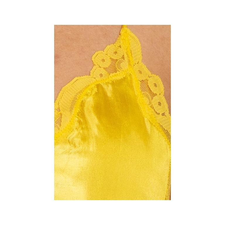 1990S Anna Sui - Vestito a sottoveste in rayon giallo con pizzo in vendita 5