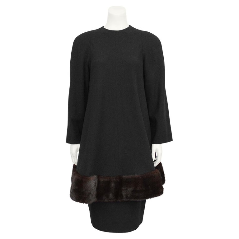 1990s Anne Klein Black Wool Ensemble with Trim For Sale at 1stDibs