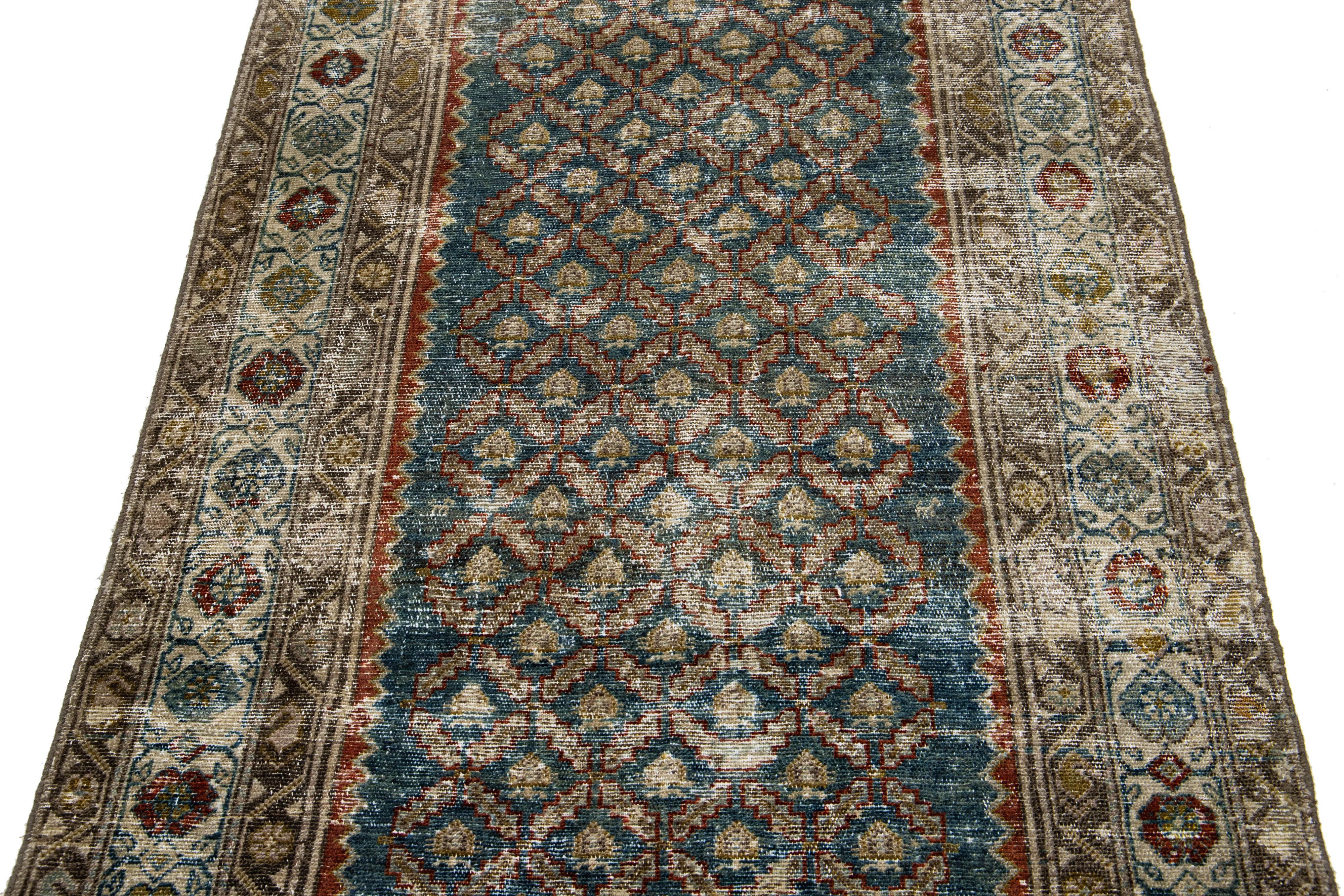 20th Century 1990s Antique Malayer Persian Wool Runner with Trellis Pattern For Sale