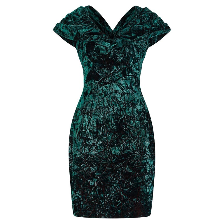 slim fit dress slacks Winslet Off Shoulder Velvet Dress Dark Green main image 0