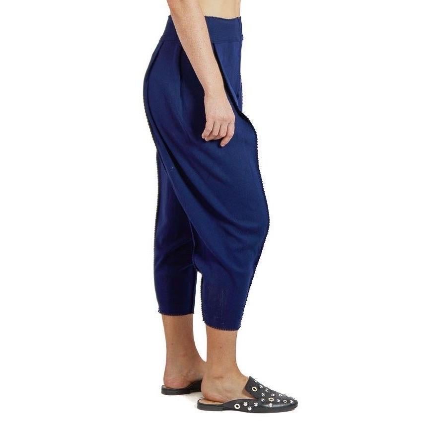 Women's 1990S A.POC ISSEY MIYAKE Navy Blue Cotton & Nylon Knit Strech Pants For Sale