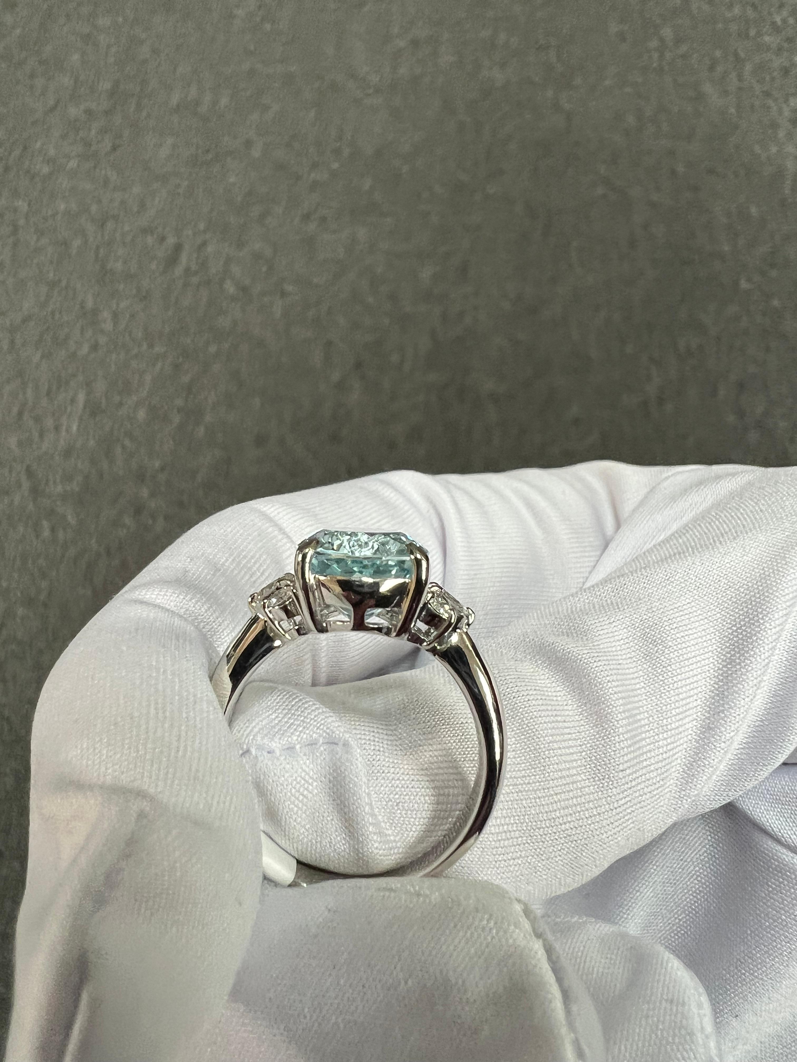 1990s Aquamarine Diamond Platinum Ring Size 8.75 For Sale 6