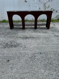 1990s Arch Wood Copper “Colosseum” Console Double Tier Table