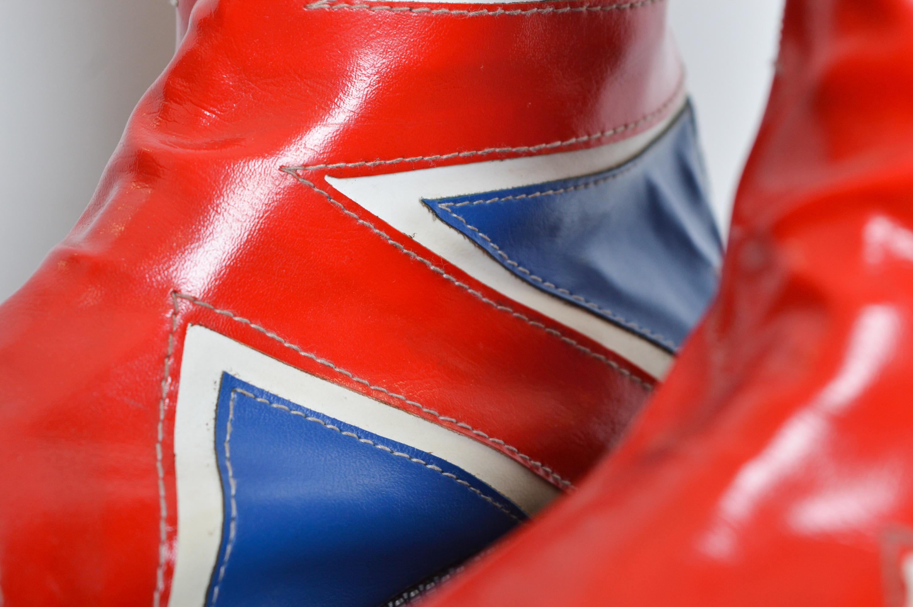 1990's Archival Union Jack England platform Boots by CAT UK 6.5 / EU 39.5 For Sale 4