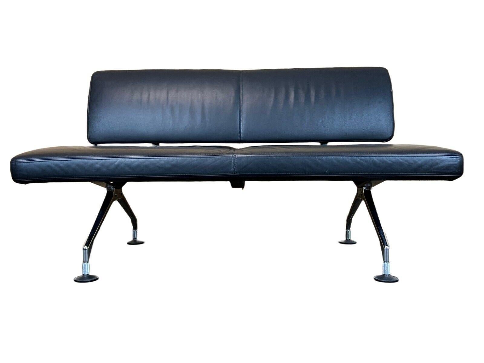 1990s area lounge sofa leather sofa by Antonio Citterio for Vitra Chrom Design

Object: sofa

Manufacturer: Vitra

Condition: good - vintage

Age: around 1990

Dimensions:

Width = 150cm
Depth = 70cm
Height = 80cm
Seat height =