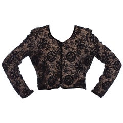 Vintage 1990S ARMANI Black Lace & Silk Chiffon Beaded Dinner Jacket