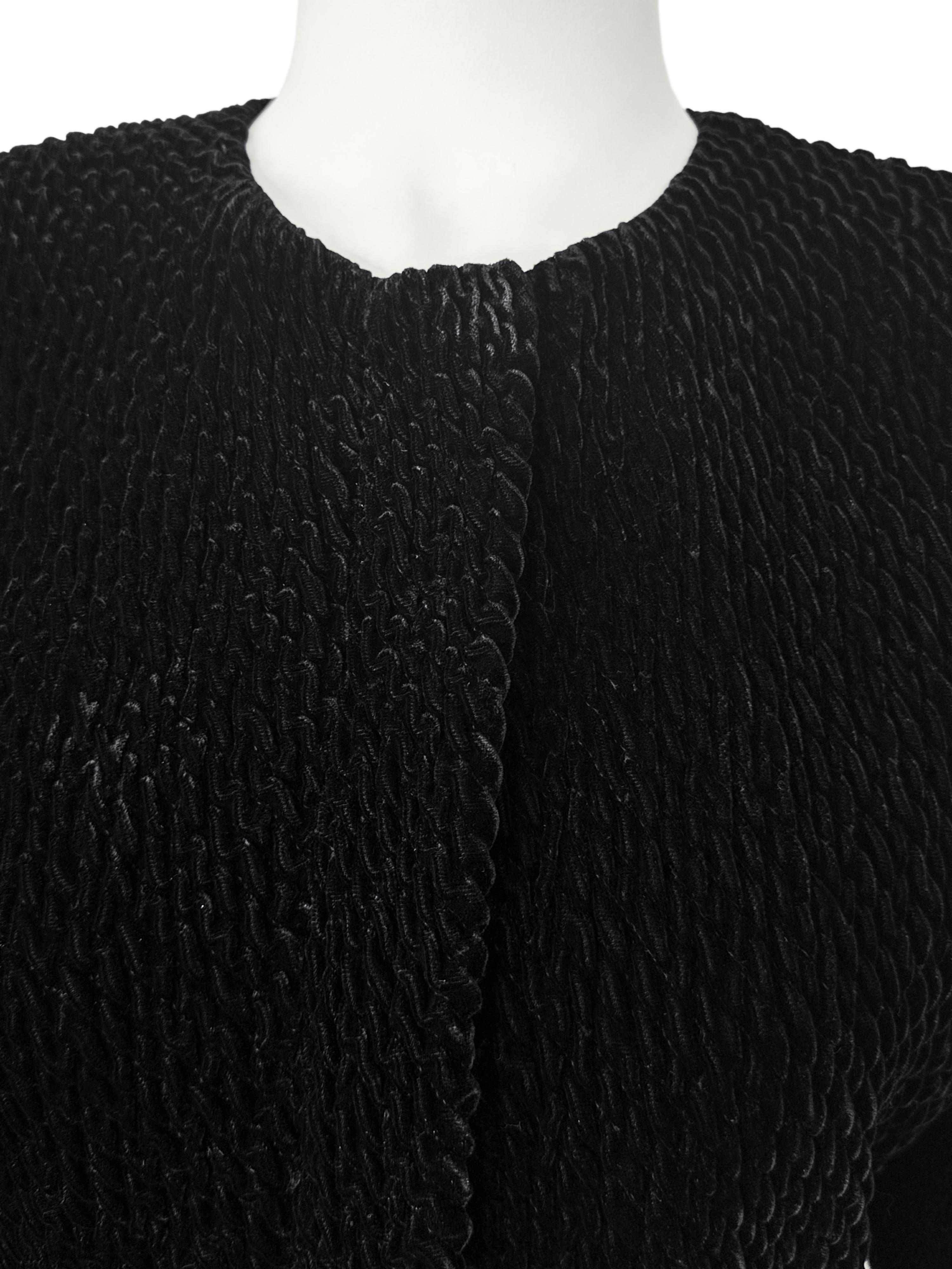 Women's 1990s Armani Black Velvet Chenille Evening Jacket For Sale