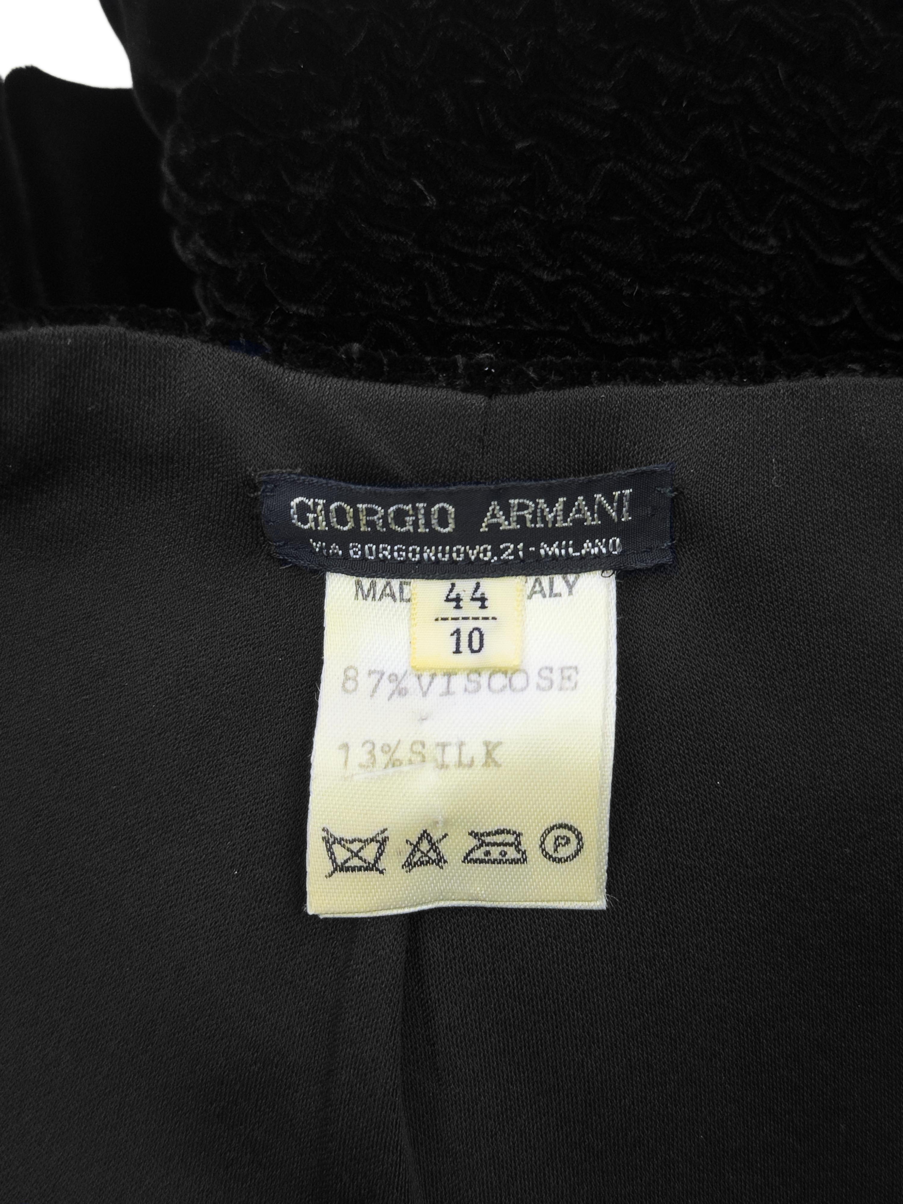 1990s Armani Black Velvet Chenille Evening Jacket For Sale 2