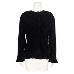 Vintage 1990s Armani Black Velvet Chenille Evening Jacket