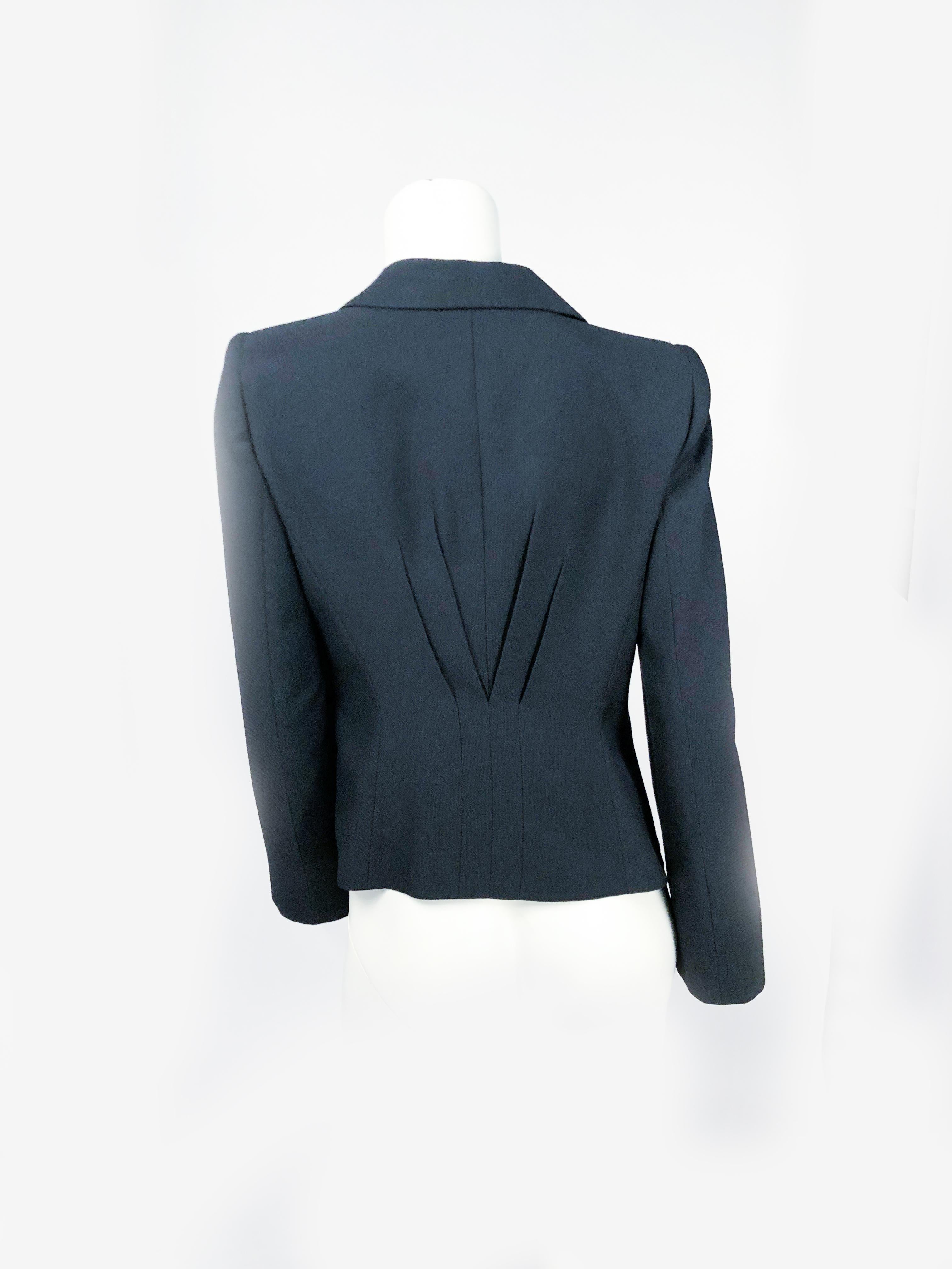 Women's 1990s Armani Black Wool Jacket With Cocarde Closure