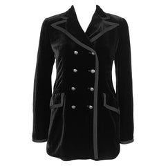 1990s Armani Collezioni Black Velvet Double Breasted Jacket