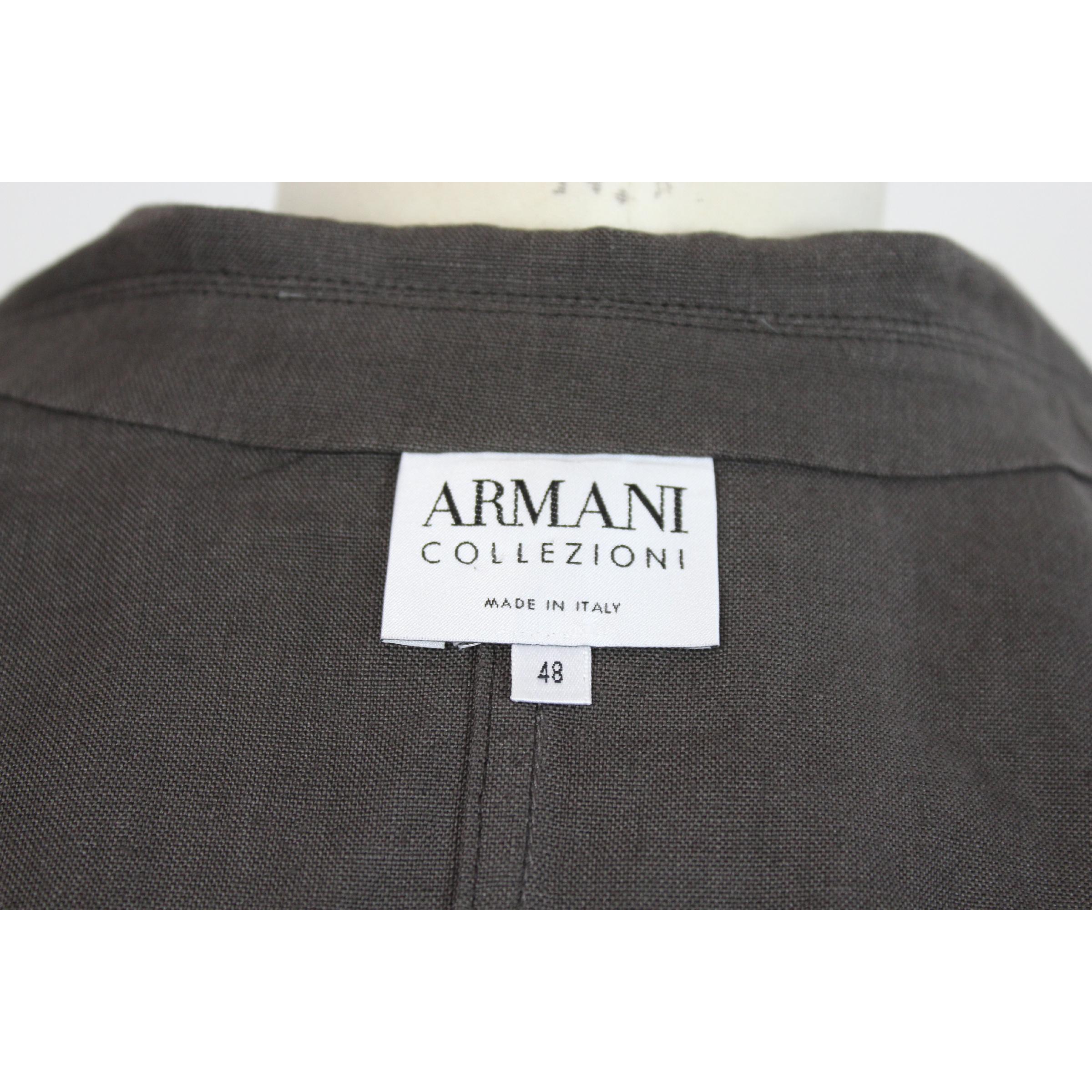 1990s Armani Collezioni Brown Linen Classic Jacket 1