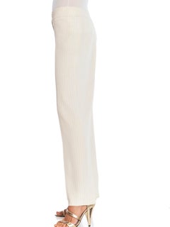 1990S ARMANI COLLEZIONI Cream Pin-Striped Pants
