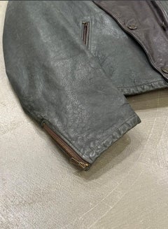 1990s Armani double breasted aviator leather jacket