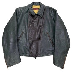 1990s Armani double breasted aviator leather jacket