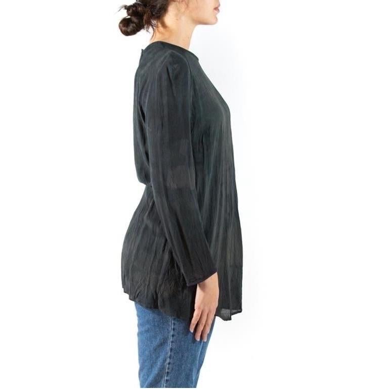 1990S ARMANI Earth-Tone Dark Tie-Dye Silk Chiffon Blouse In Excellent Condition For Sale In New York, NY