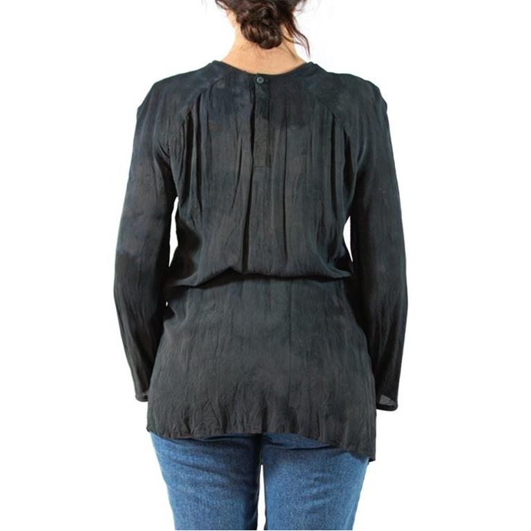 1990S ARMANI Earth-Tone Dark Tie-Dye Silk Chiffon Blouse For Sale 1