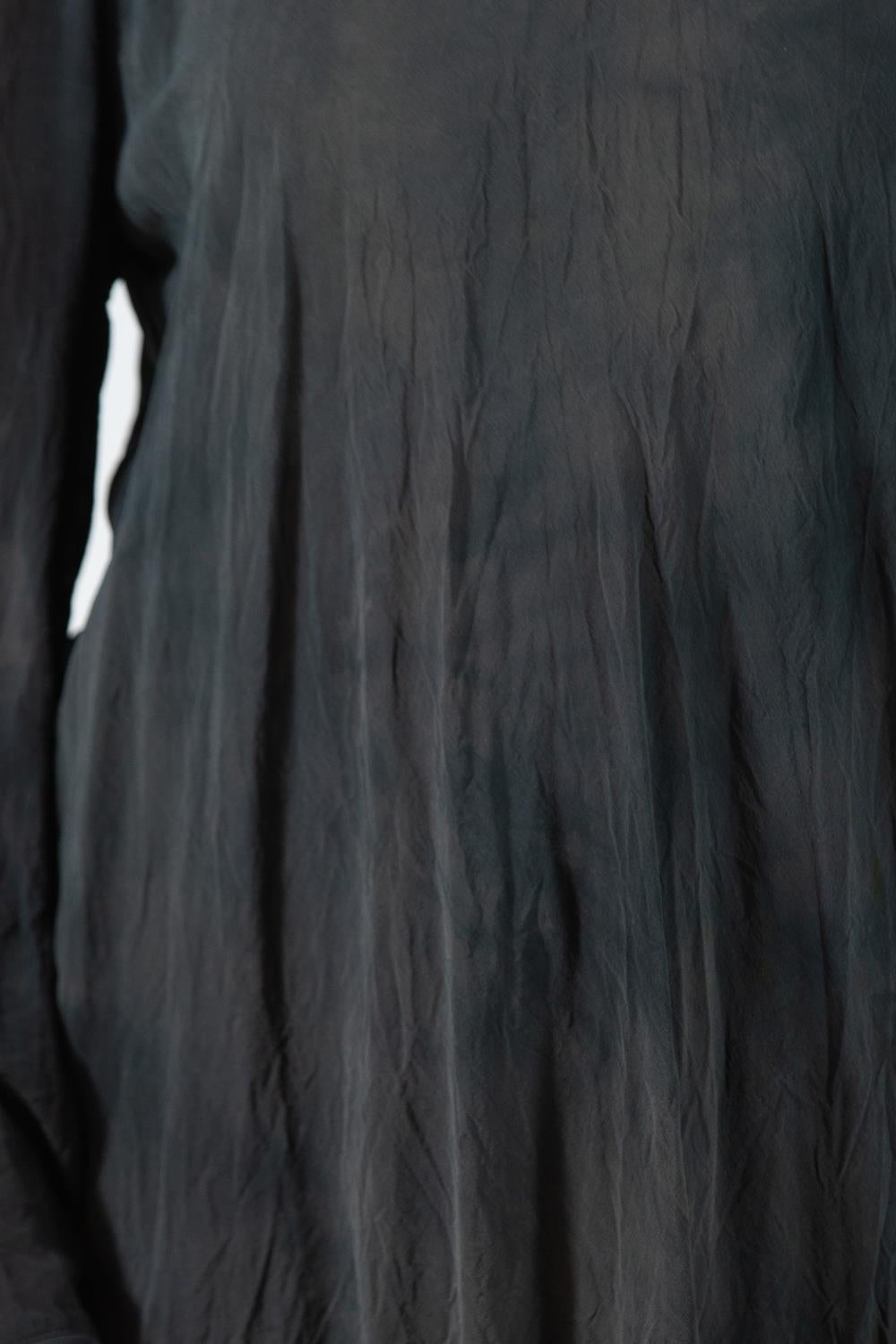 1990S ARMANI Earth-Tone Dark Tie-Dye Silk Chiffon Blouse For Sale 2
