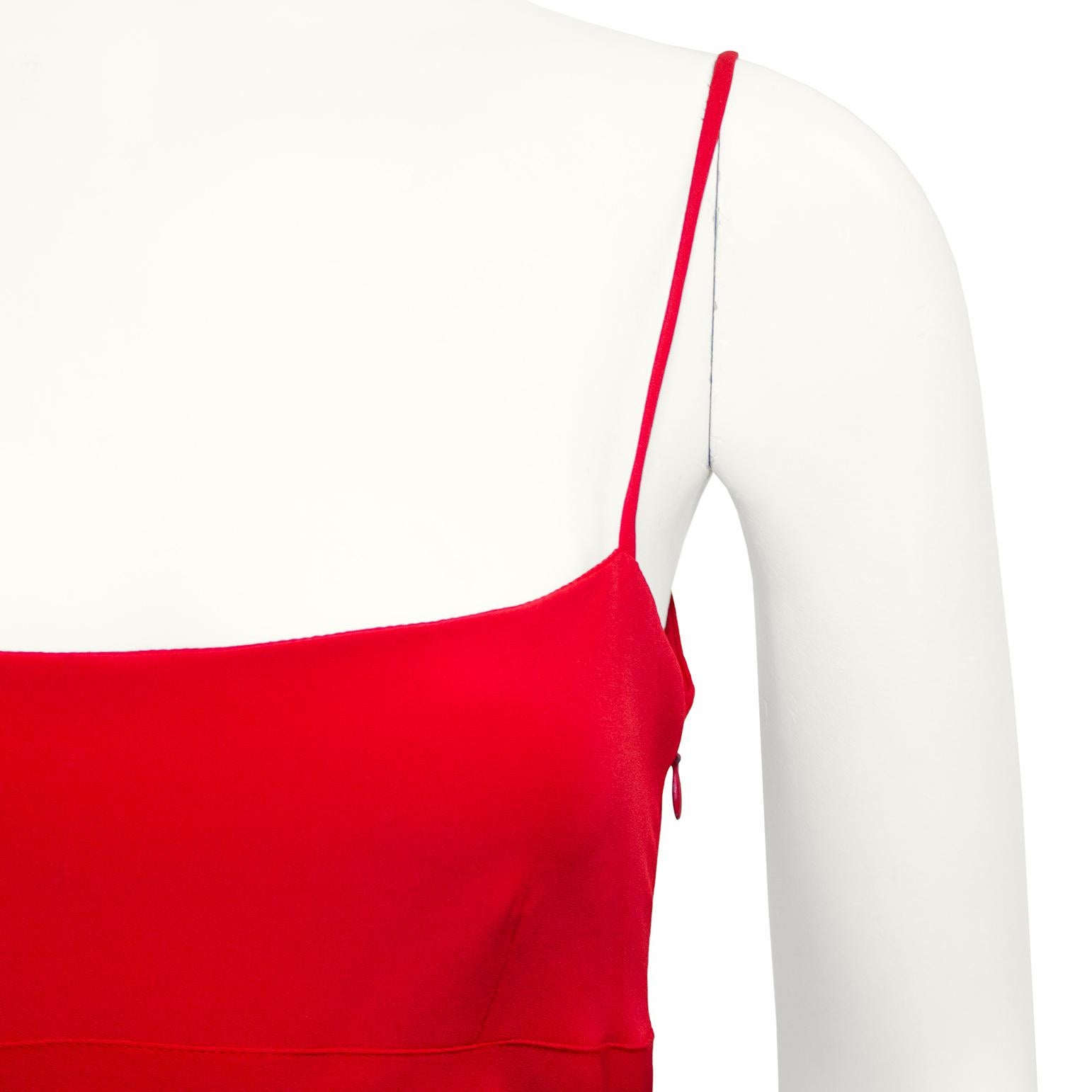 1990s Armani Red Silk Sheath Gown  1