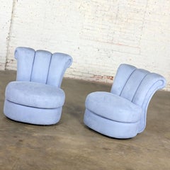 1990's Art Deco Revival Overscale Sculpted Swivel Chair Frames a Pair