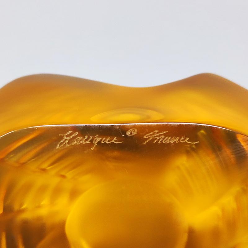 1990s Astonishing Amber Clock by Lalique in Crystal, Made in France For Sale 2