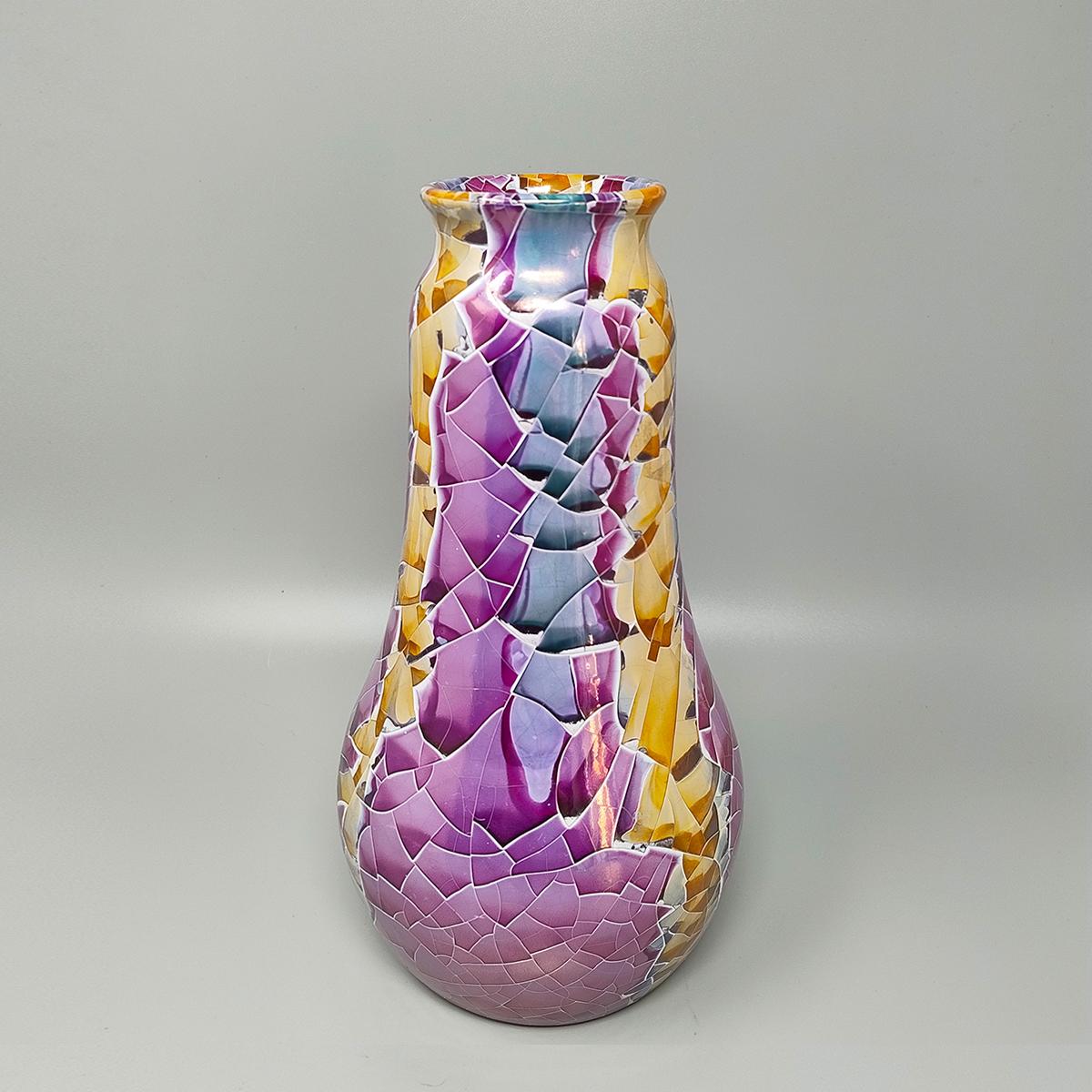 1990s Astonishing Giuseppe Locci polycrome craquelé vase in sardinian ceramic. It's in excellent condition. This vase is signed at the bottom and is a true piece of modern art. Made in Italy
Dimension:
6,29 x 12,20 H inches
diam cm 16 x cm 31 H