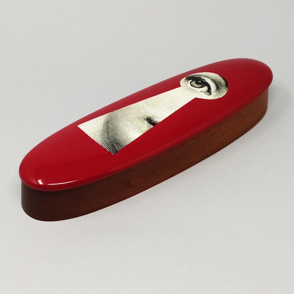 Mid-Century Modern 1990s Astonishing Red Fornasetti Wood Box by Fornasetti.