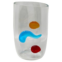 Asombroso jarrón de cristal de Murano de los años 90, obra de Alfredo Barbini. Fabricado en Italia