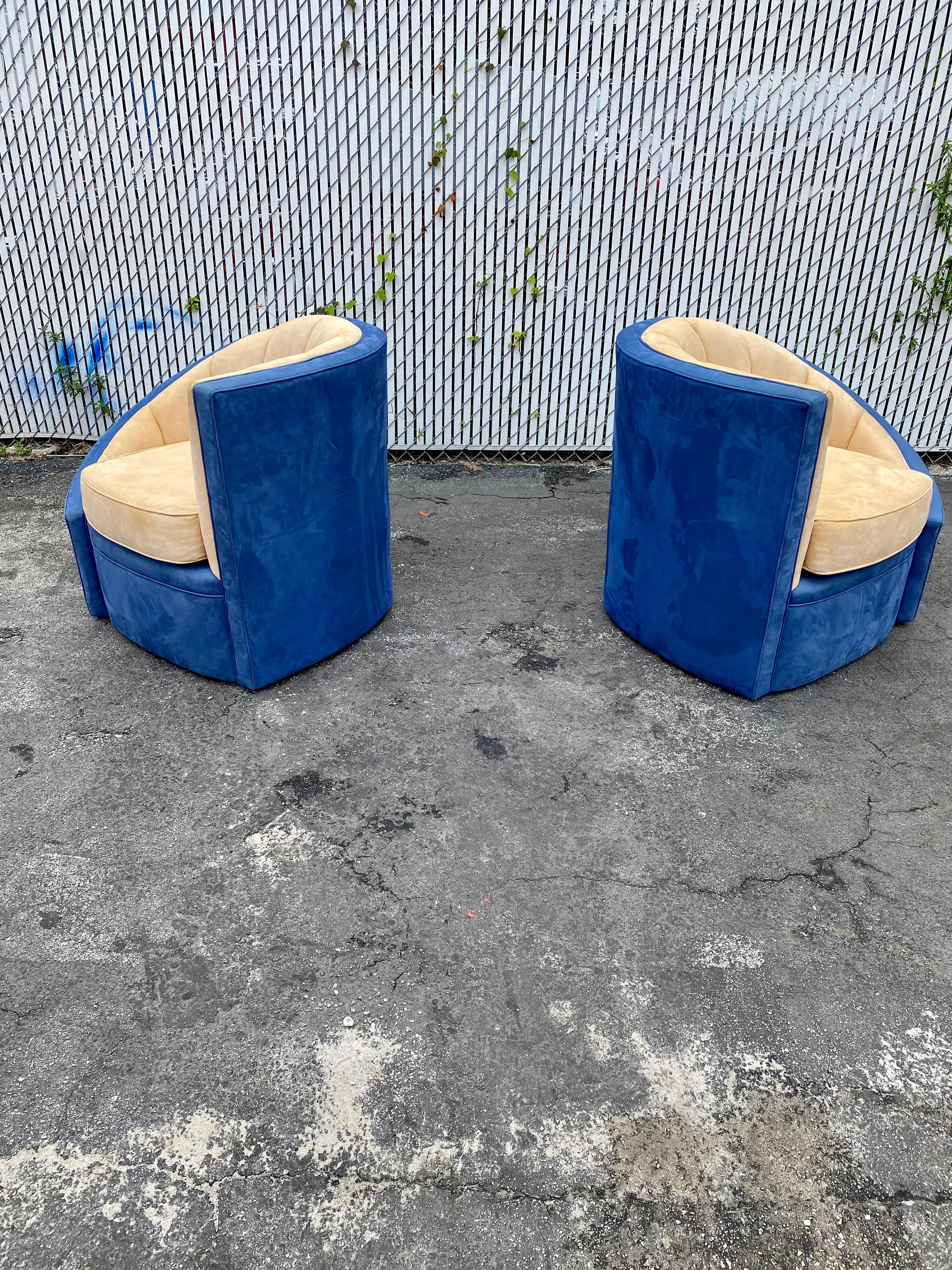 1990s Weiman Asymmetrical Channeled Barrel Chairs, Set of 2 For Sale 3